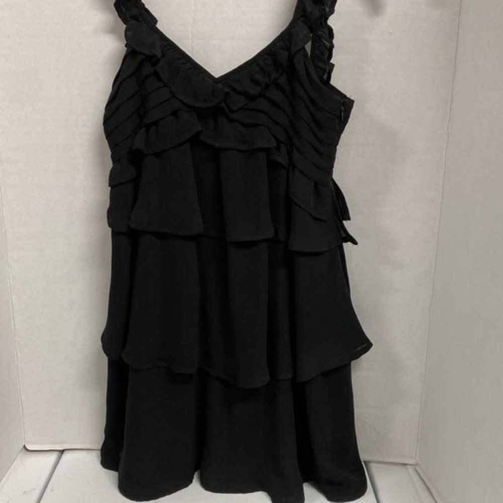 New MNG Mango Black Tiered Ruffle Dress Size XS